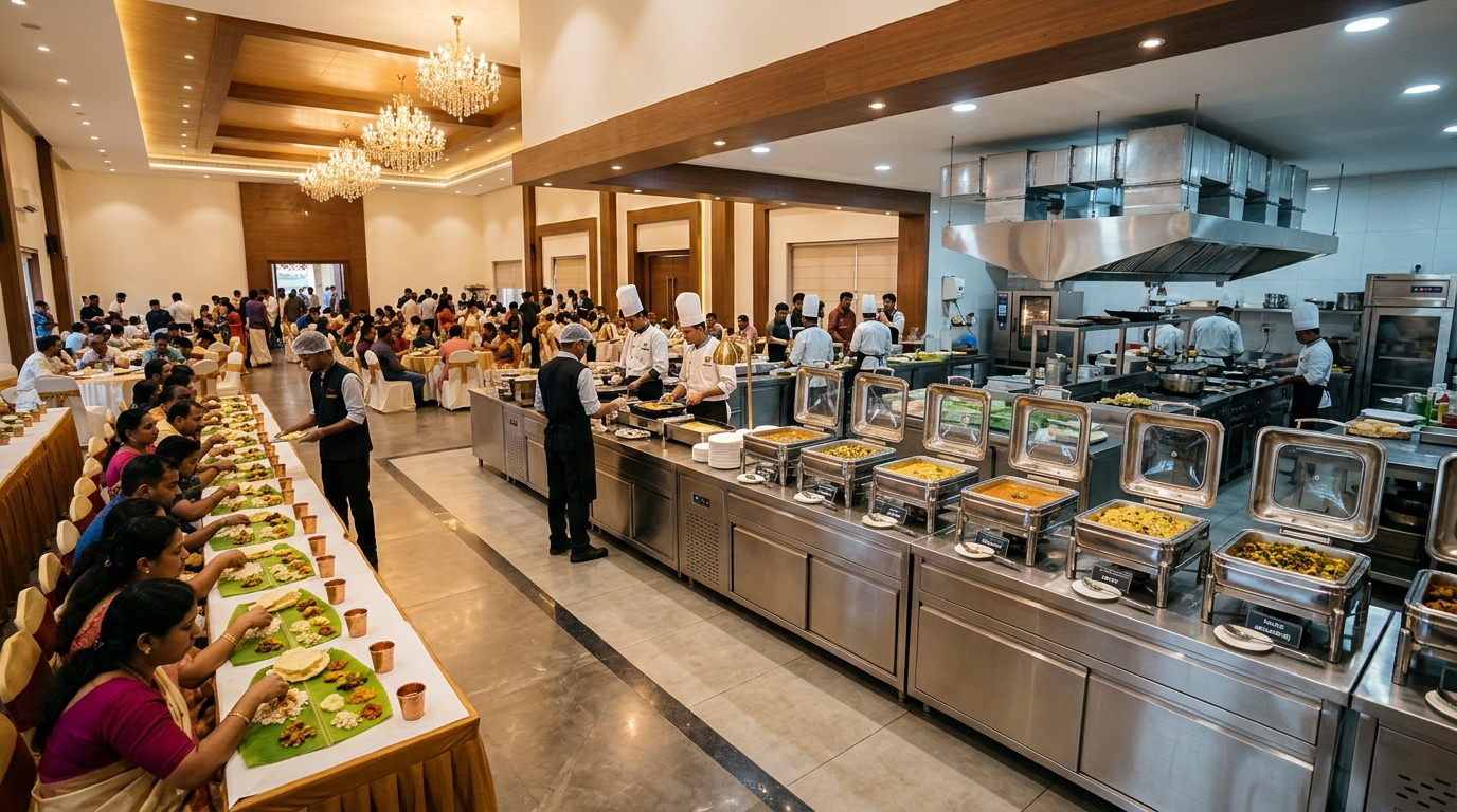 Mangalam Hall — dining & kitchen facilities
